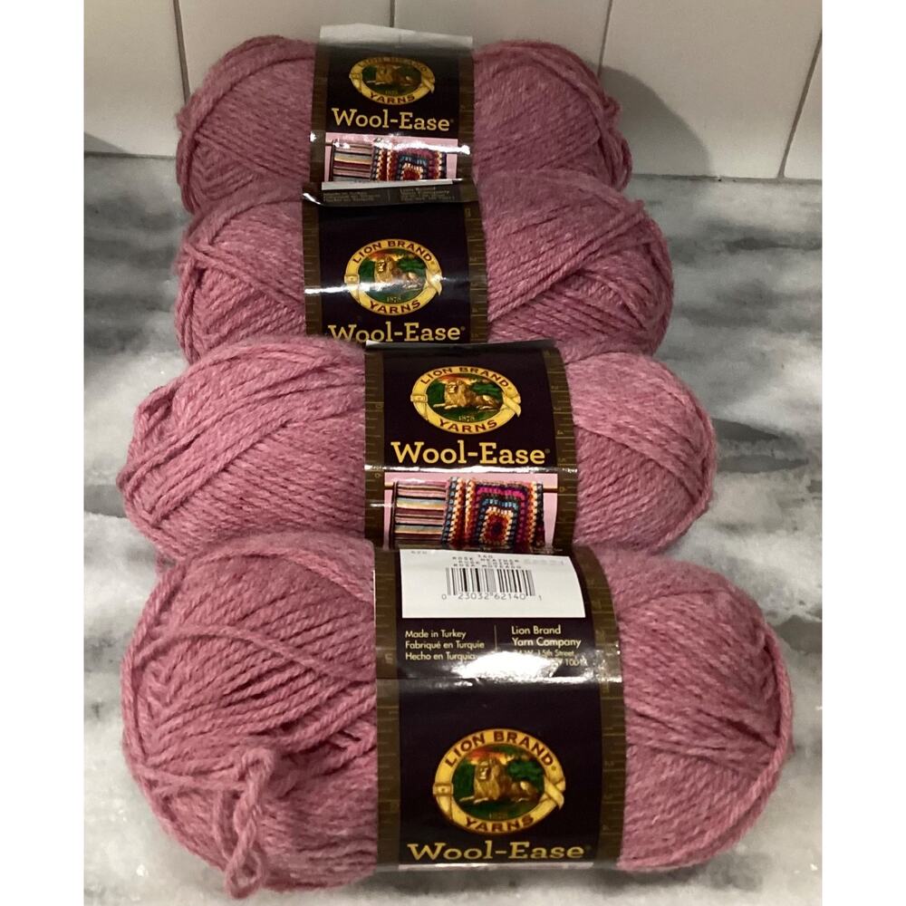 Lion Brand Wool-Ease Yarn 4 Skeins Rose Heather 140 New